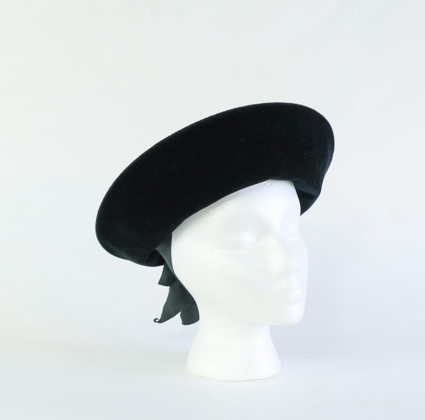 1940s Black Velvet & Wool Felt Hat