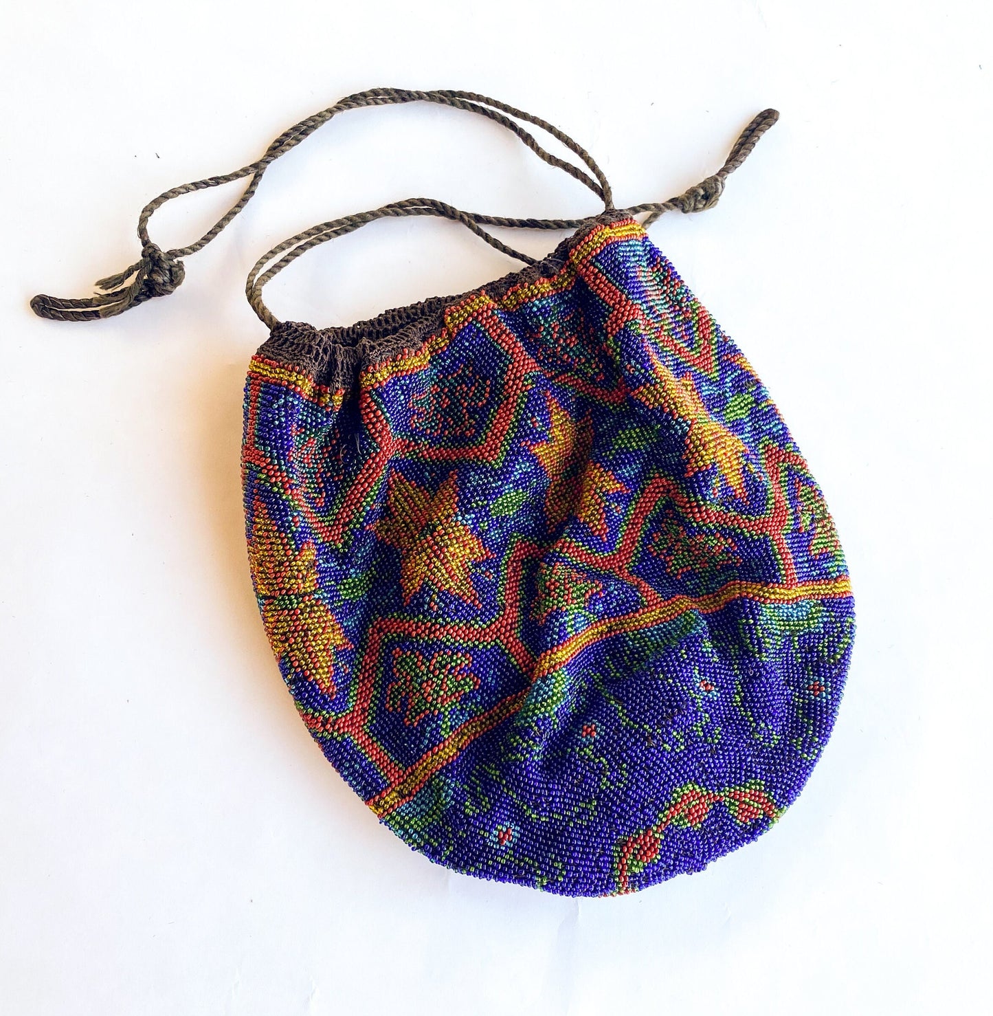 1900s Blue Floral Beaded Bags | Turn of the Century Glass Beaded Evening Bags