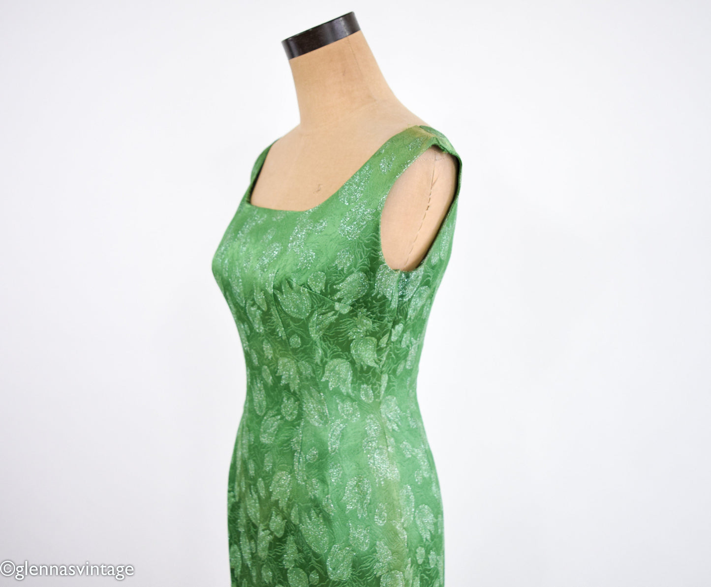 1950s Metallic Green Party Dress, Small