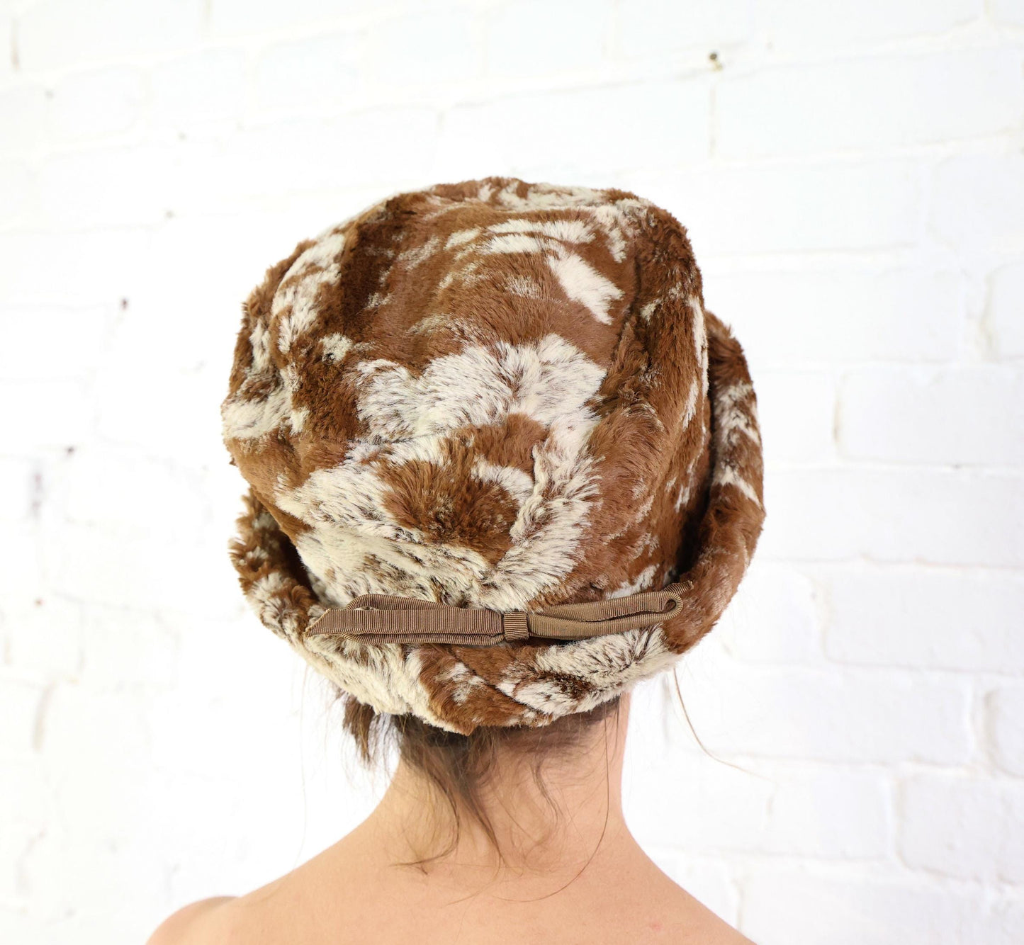 1960s Brown Faux Fur Bucket Hat