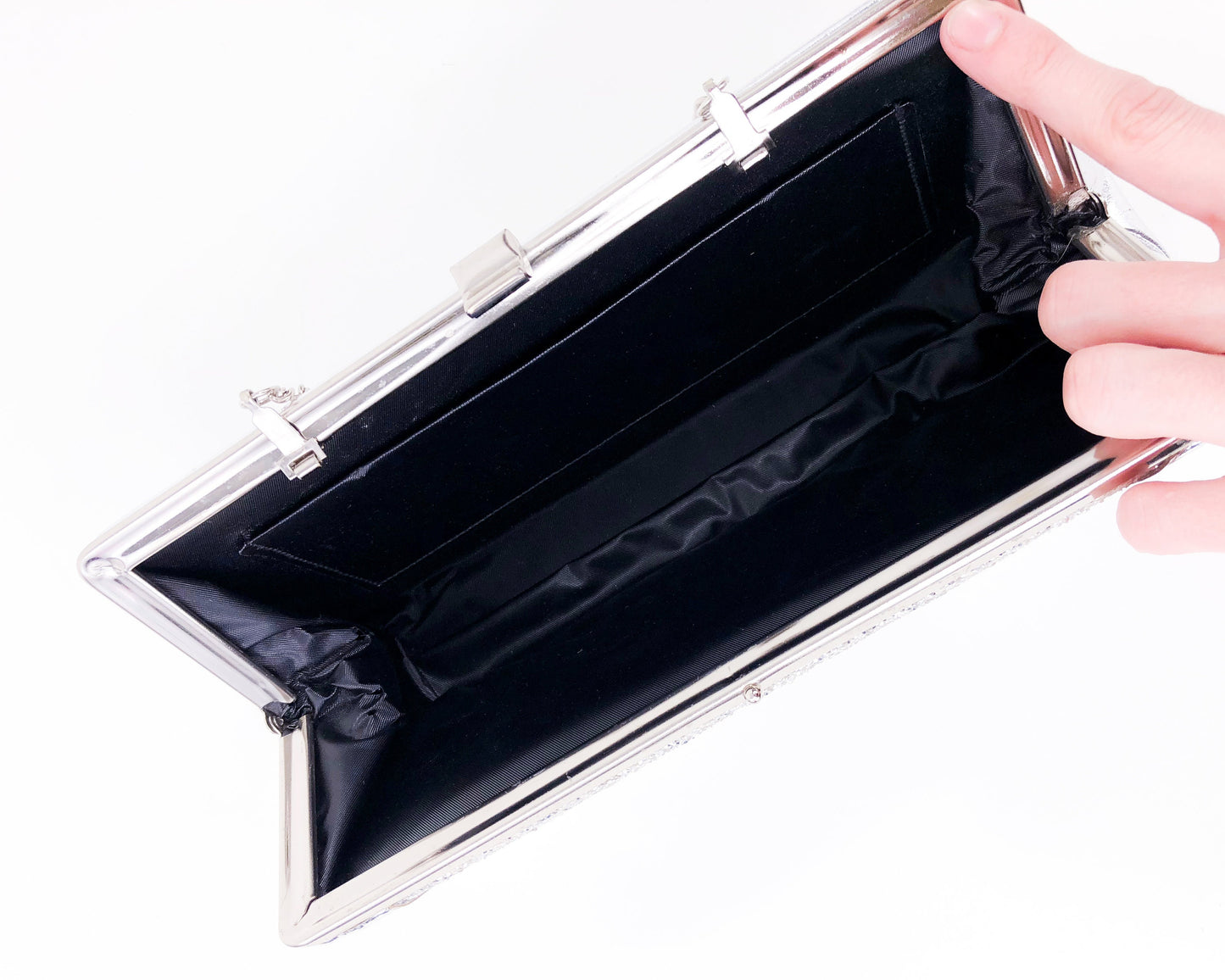 | Metallic Faux Leather Evening Bag