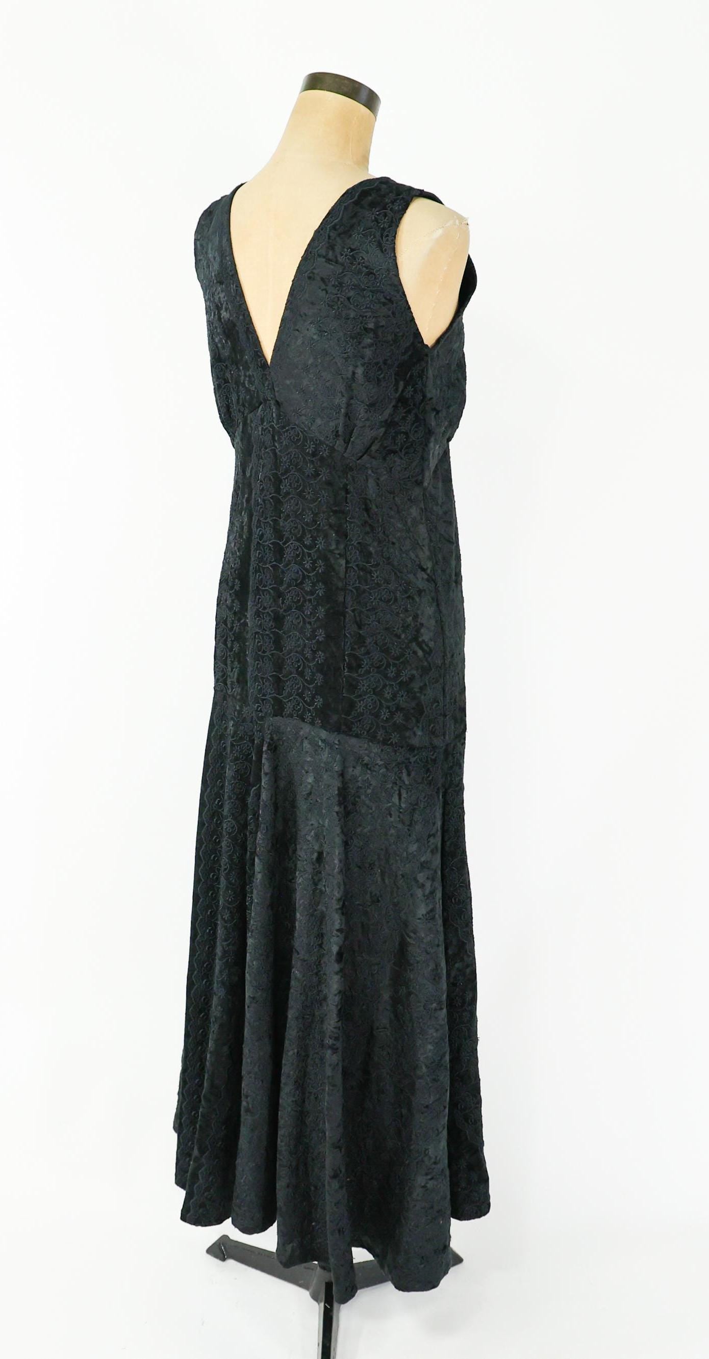 1980s does 1930s Style Velvet Maxi Dress, Medium