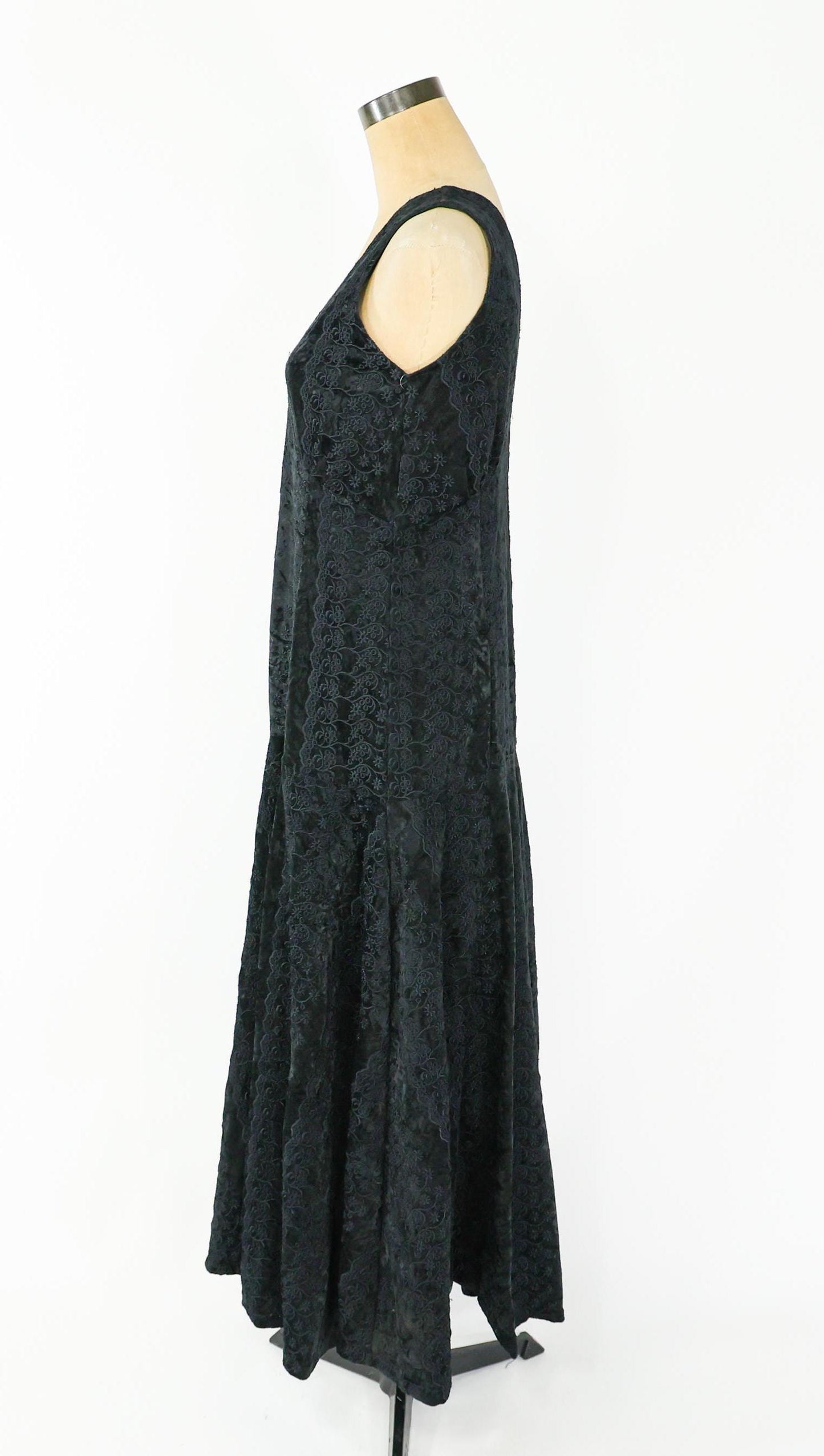 1980s does 1930s Style Velvet Maxi Dress, Medium