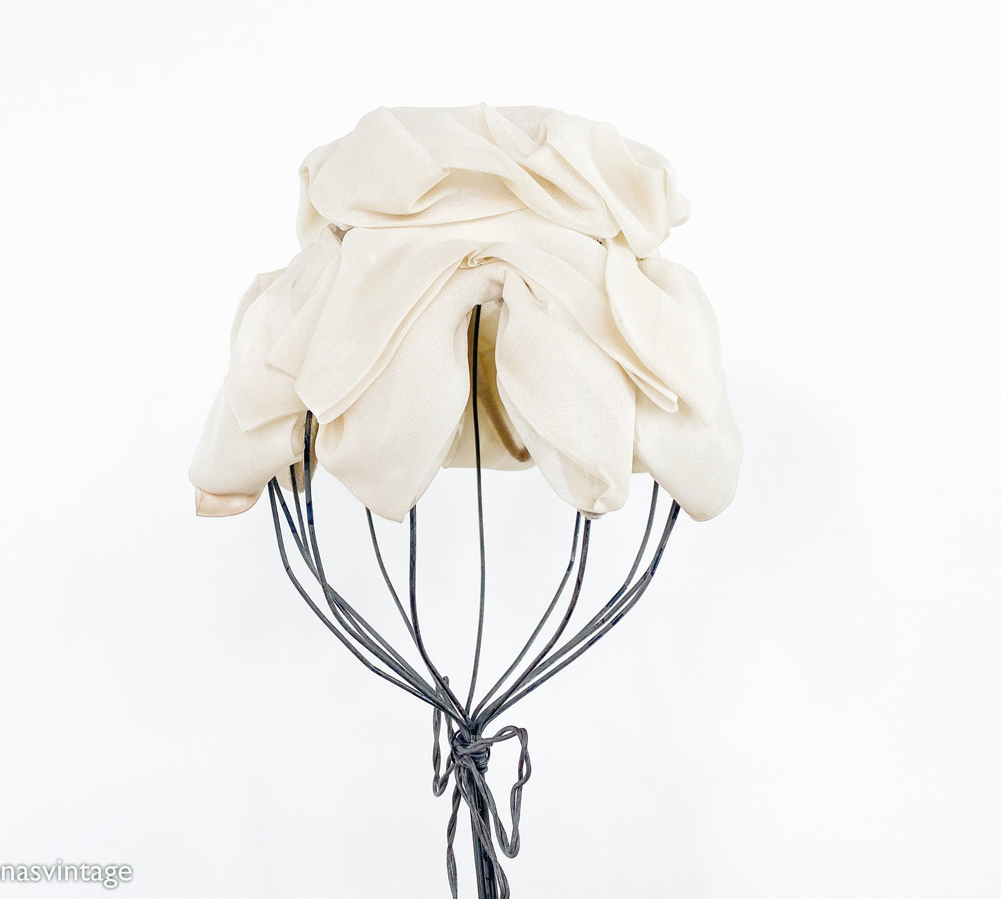 1960s Beige Chiffon Petals Hat