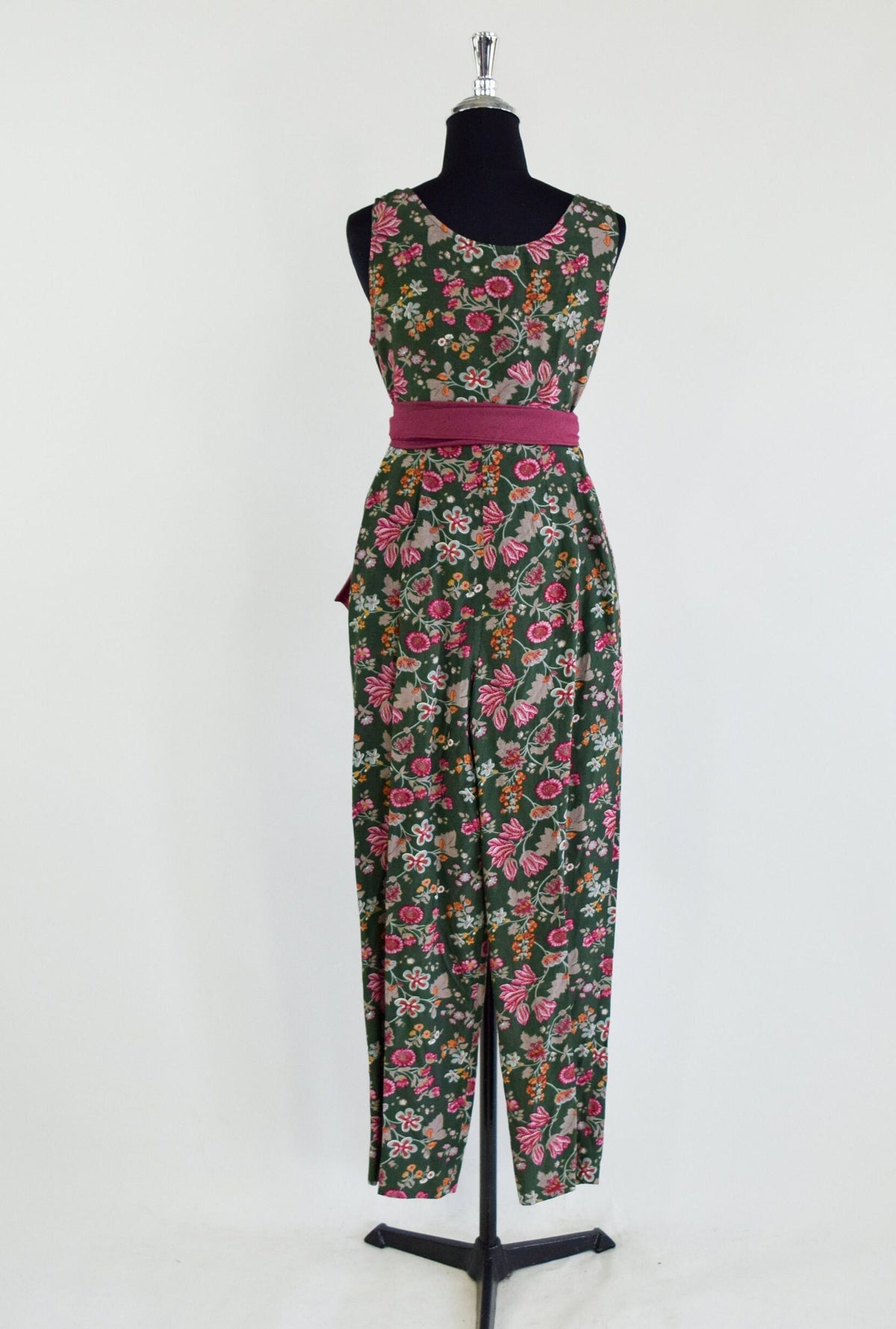 1990s Giorgio Armani Green Floral Pants & Top Set, Small