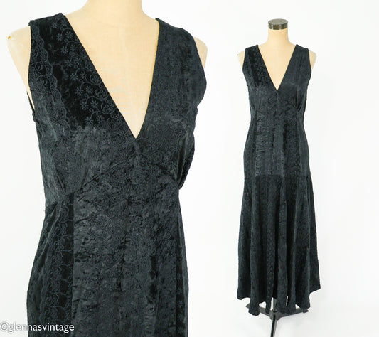 1980s does 1930s Style Velvet Maxi Dress, Medium