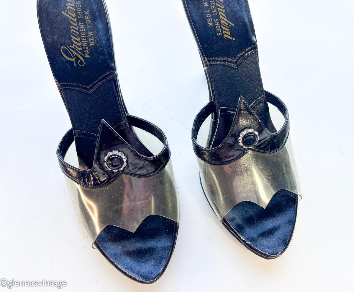 1950s Black Spring-o-lator Heels Pumps, Size 7