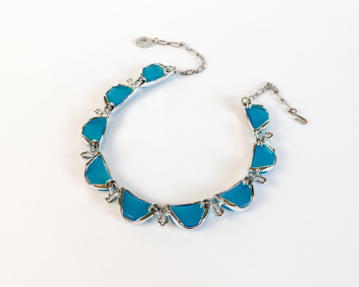 1960s Blue Lucite Necklace | 60s Blue Plastic Necklace | STAR