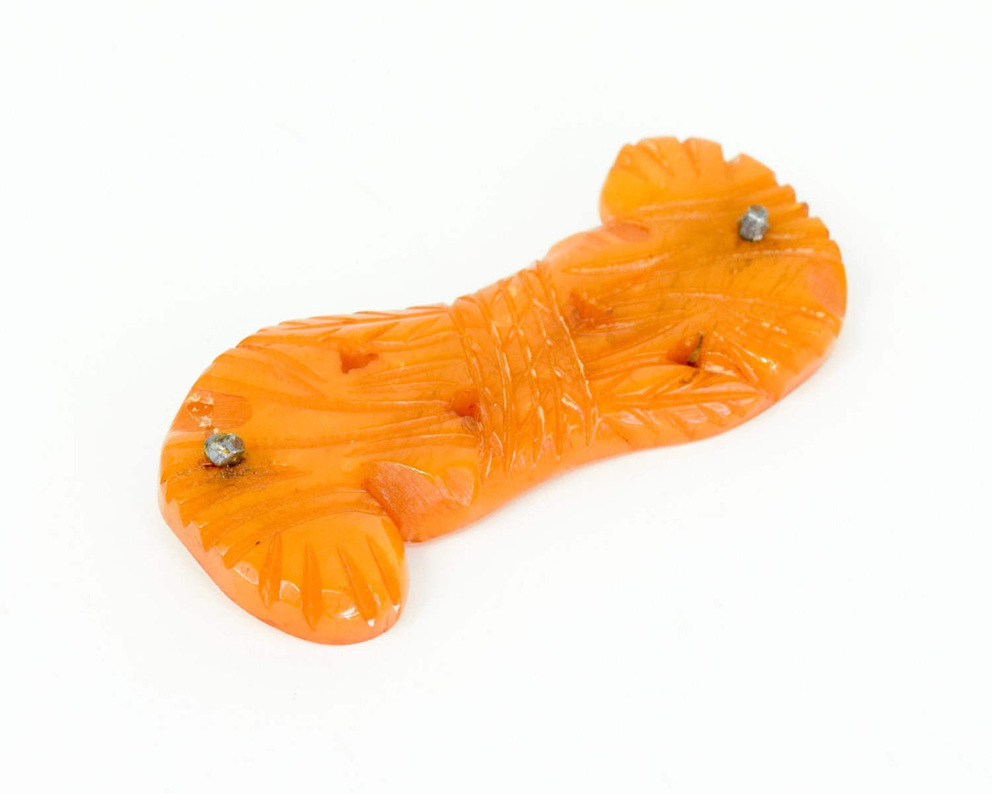 1940s Vintage Butterscotch Carved Bakelite Buckle | Sash Clasp