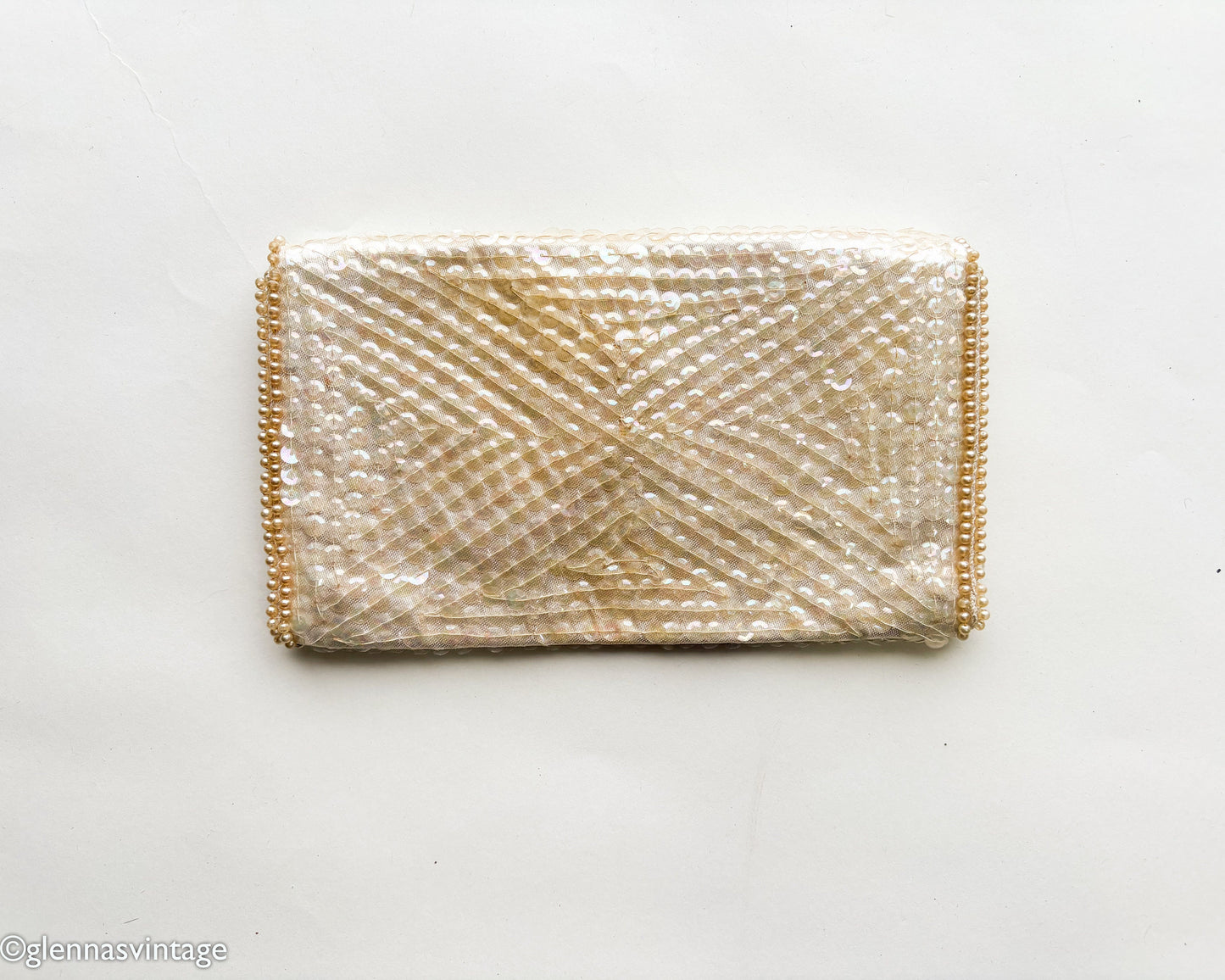 1950s Pearl & Sequin Clutch | 50s Sequin Pearls Handbag | Le Regale