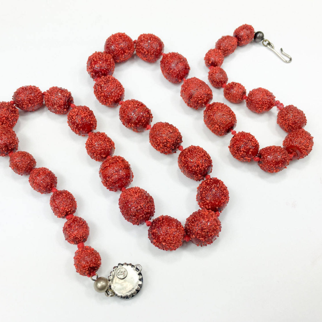 1950s Red Sugar Bead Necklace | Vintage Glass Jewelry