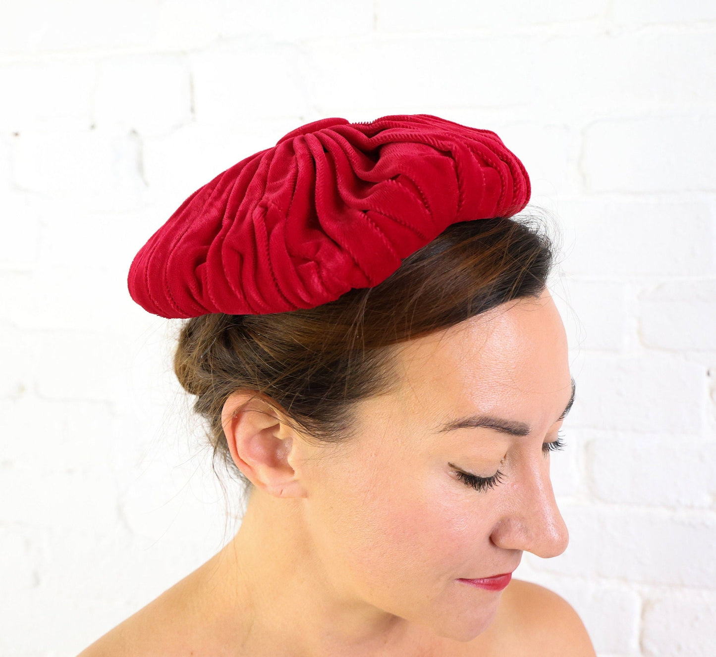 1950s Red Velvet Beret