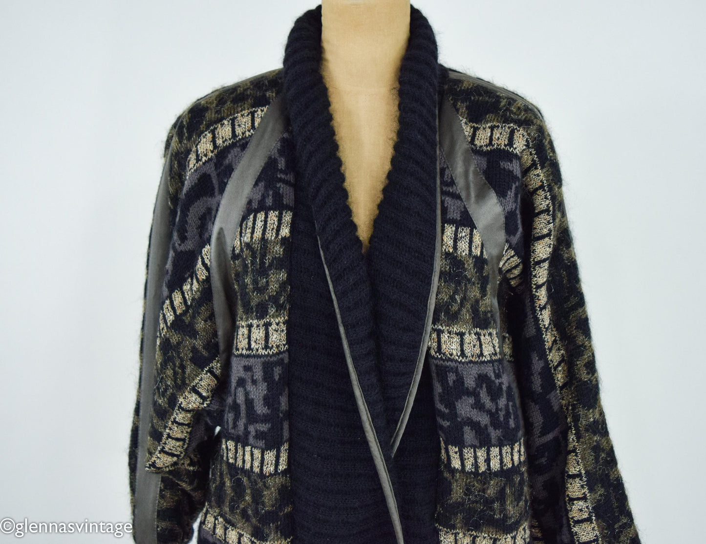 ESCADA 1980s Black Wool Sweater Jacket , Large