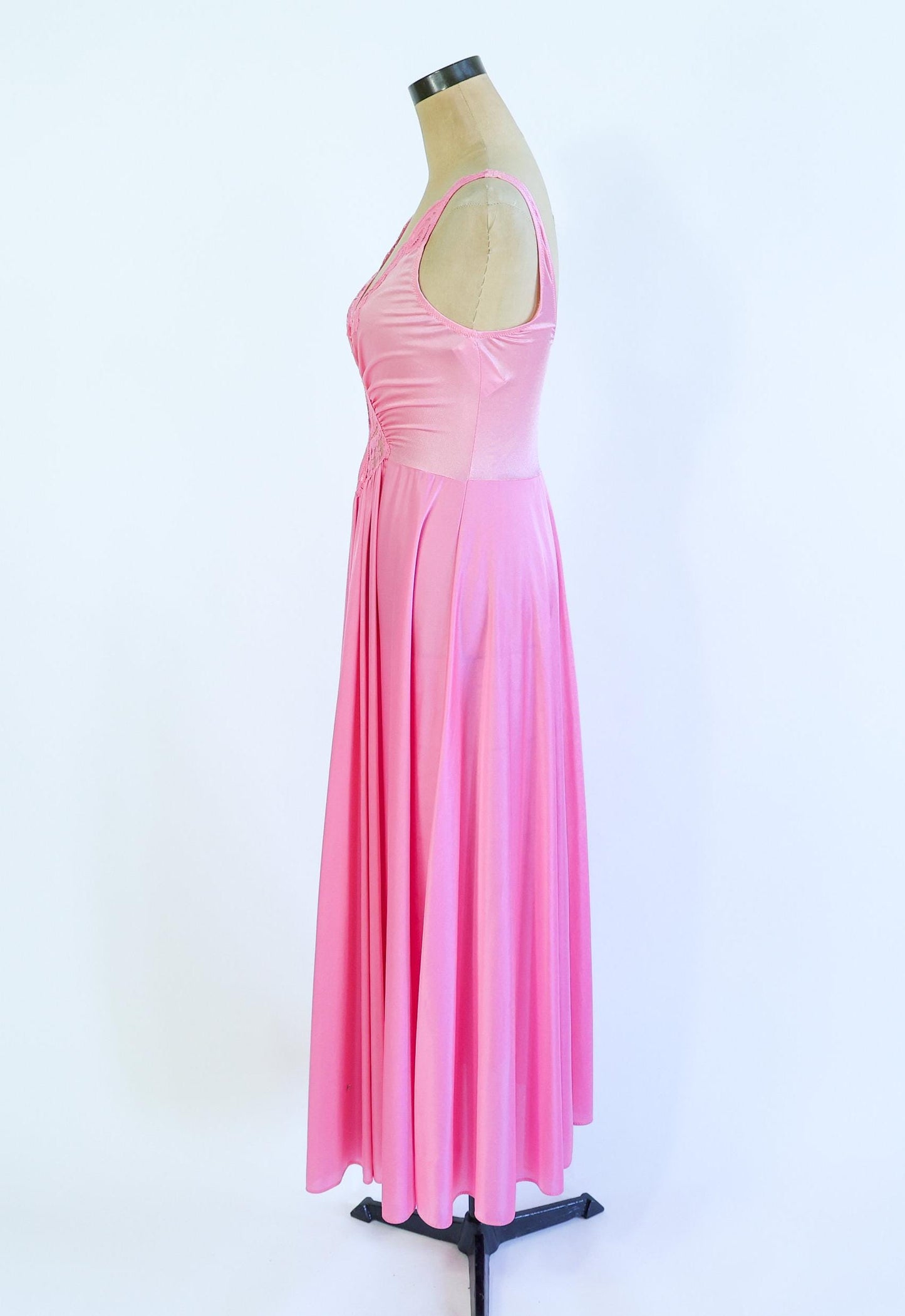 1970s Pink Nightgown Slip Dressing Gown | 70s Bright Pink Nightgown | Olga | Medium
