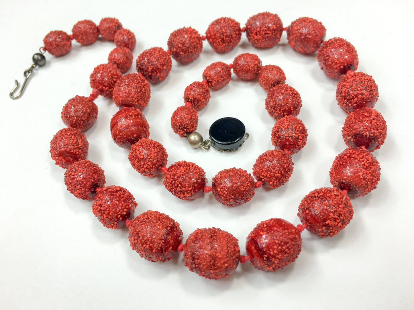 1950s Red Sugar Bead Necklace | Vintage Glass Jewelry