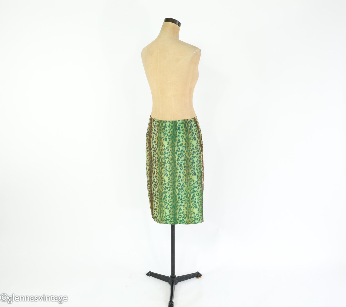 1990s Green Animal Print Skirt | Green Pencil Skirt, Medium