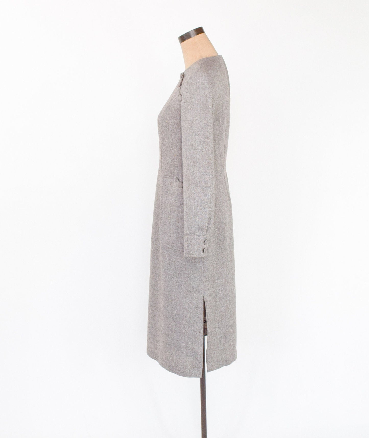 1950s Beige Wool Tweed Sheath Dress, Medium