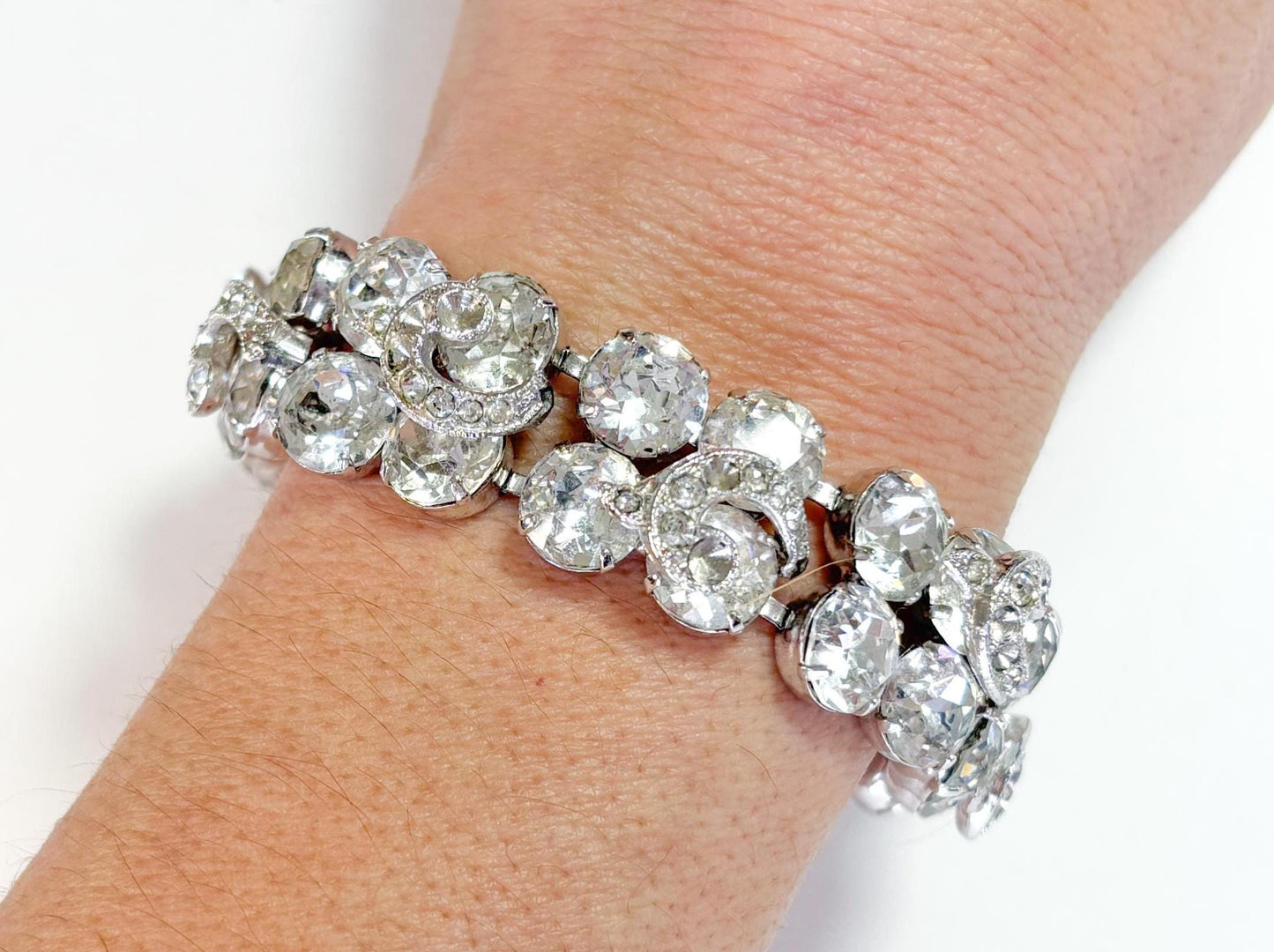 Eisenberg 1950s Rhinestone Bracelet | Silver Metal