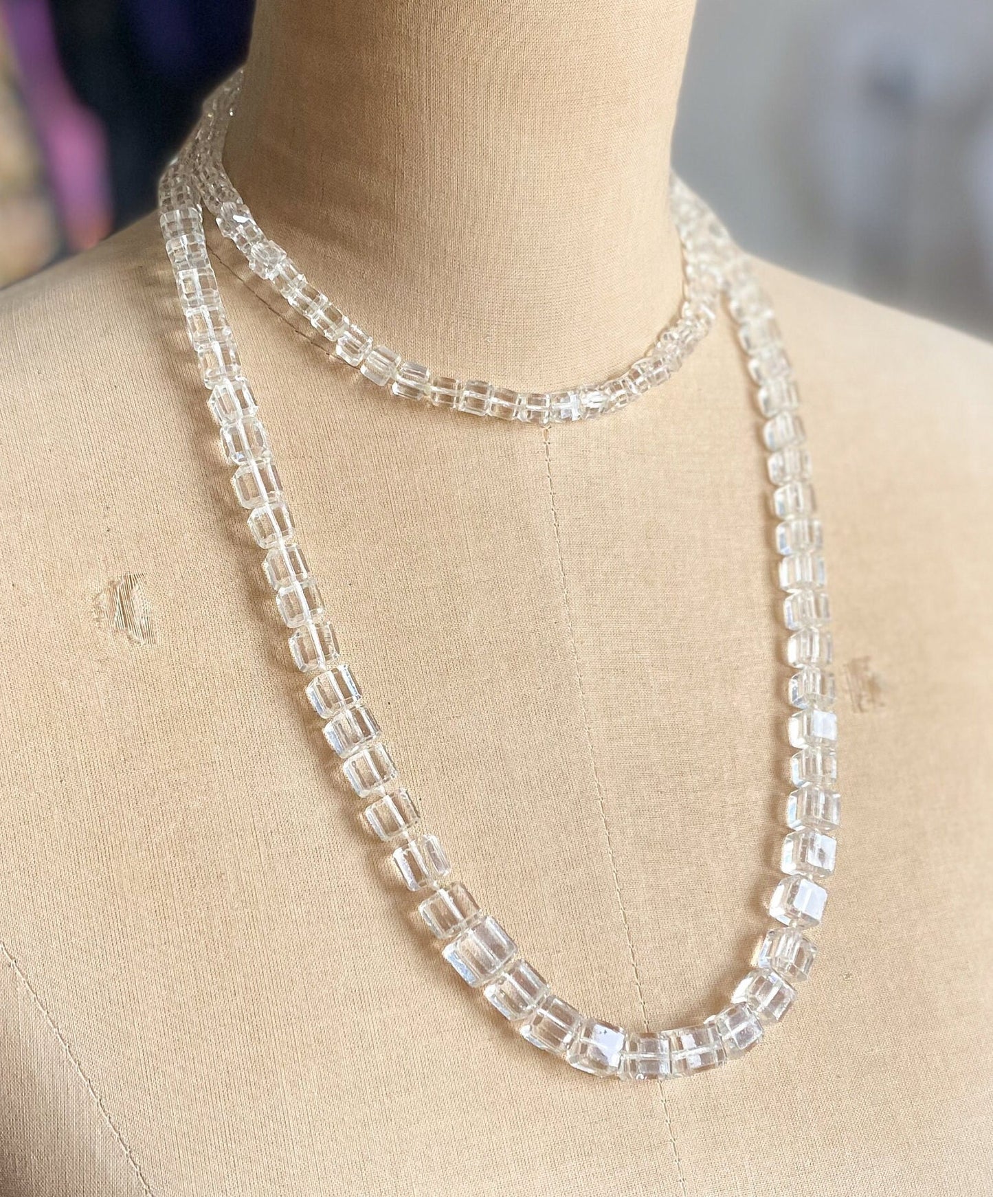 1940s Crystal Necklace and Screw Back Earrings Set | Vintage Glamour