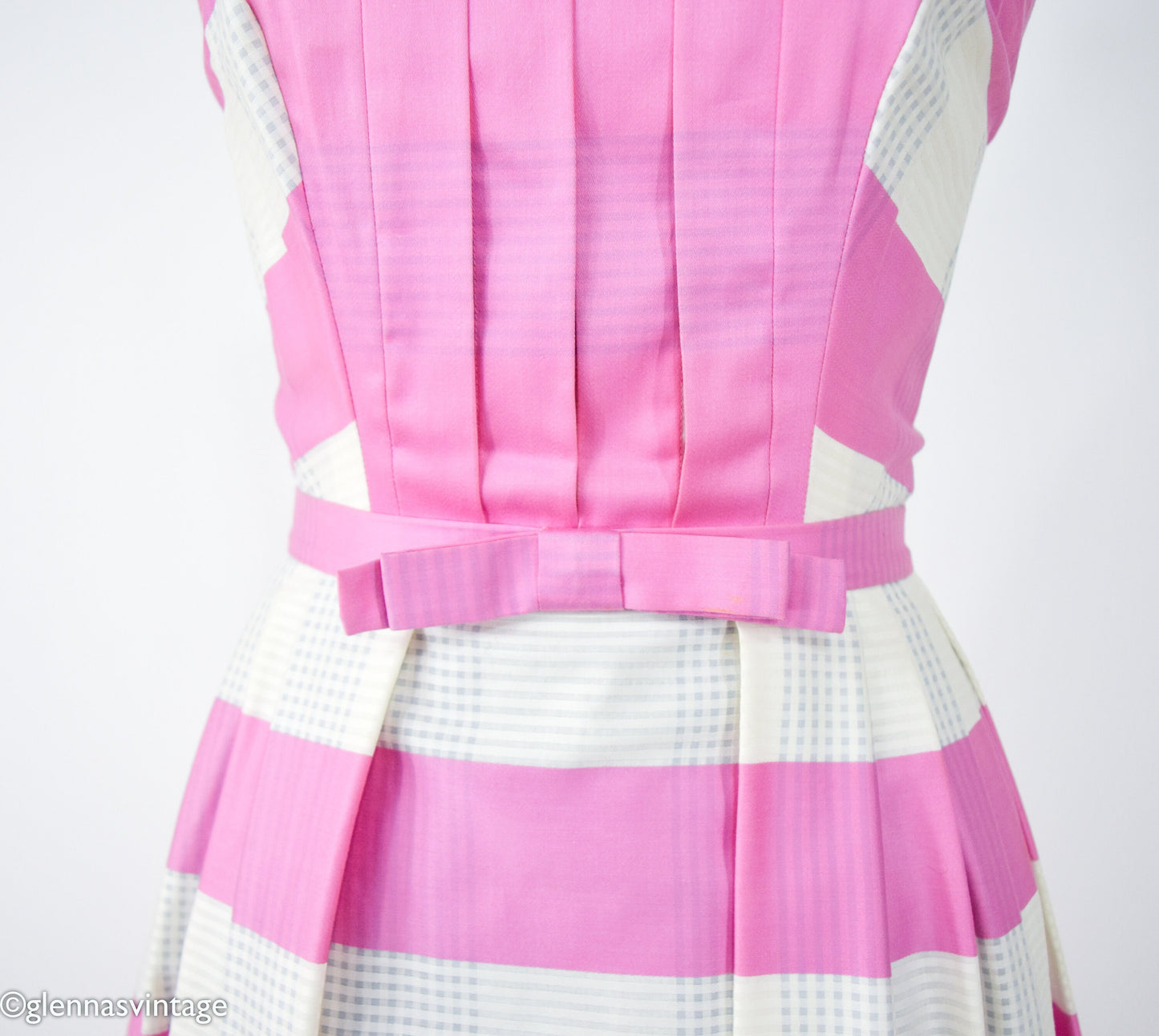 1950s Pink Stripe Cotton Dress | 50s Pink Sun Dress | Barbie Pink Dress | Pat Primo | XS