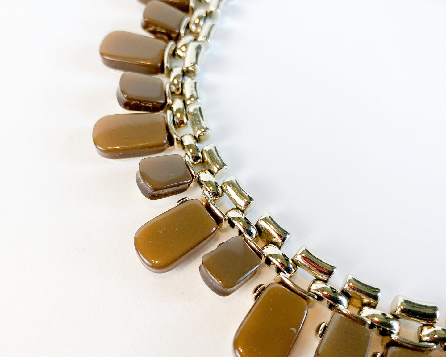 1960s Brown Lucite Necklace |  Plastic Choker