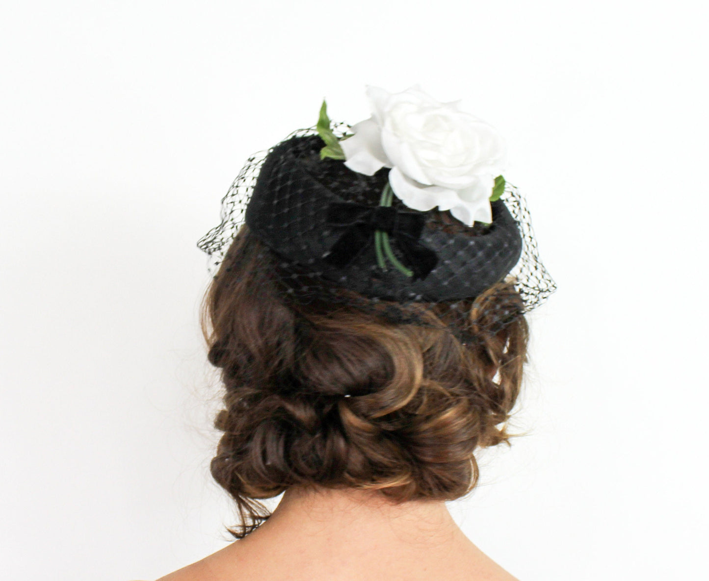 1950s Black Woven Raffia Ring Hat