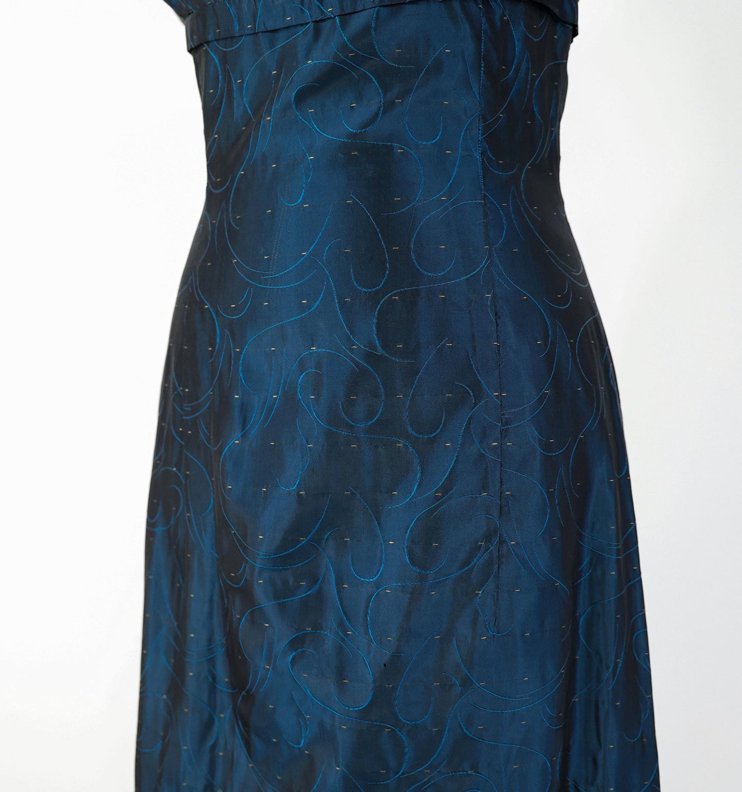 1950s Navy Taffeta Cocktail Dress, Medium