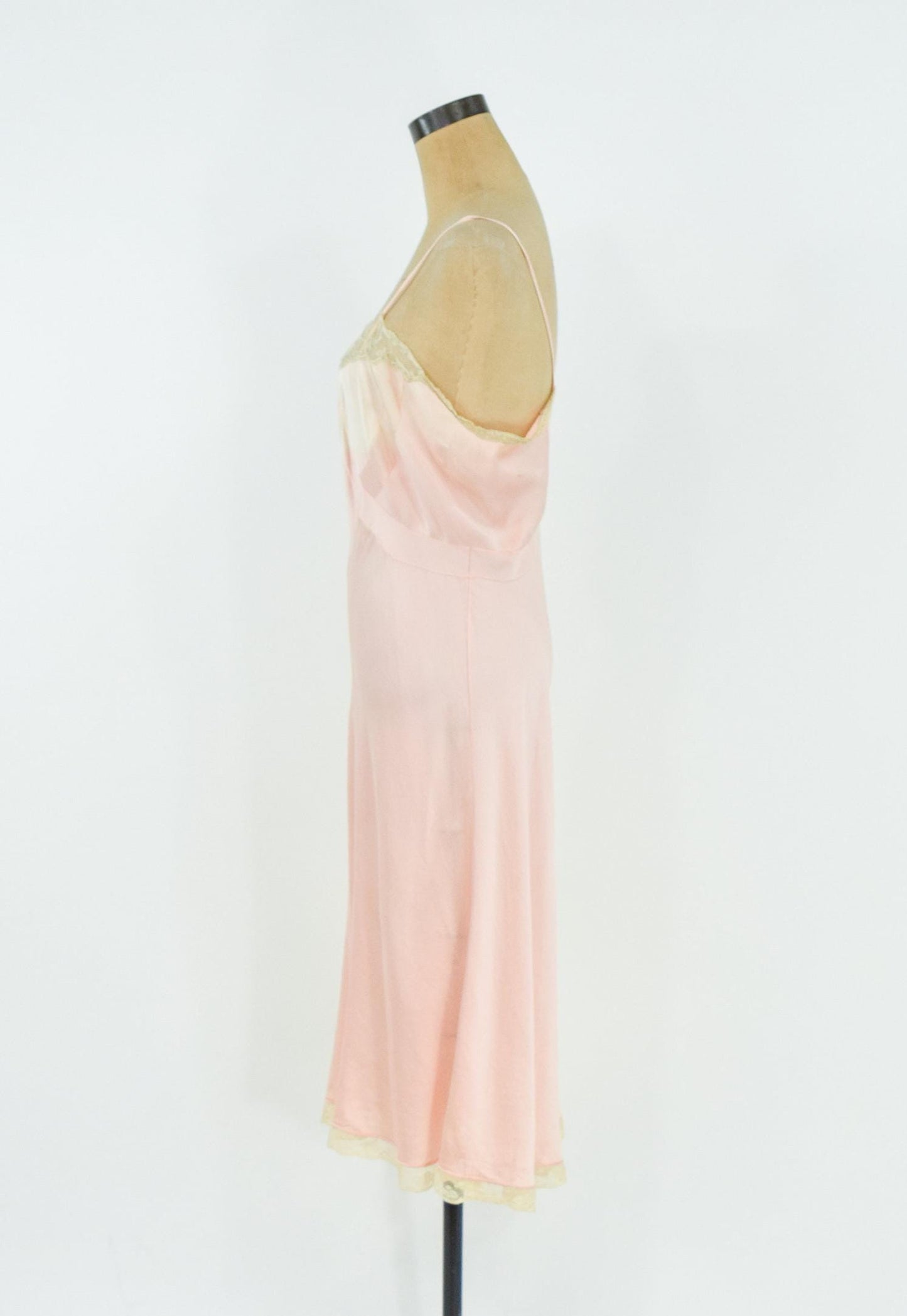1940s Pink Silk & Lave Slip, Large