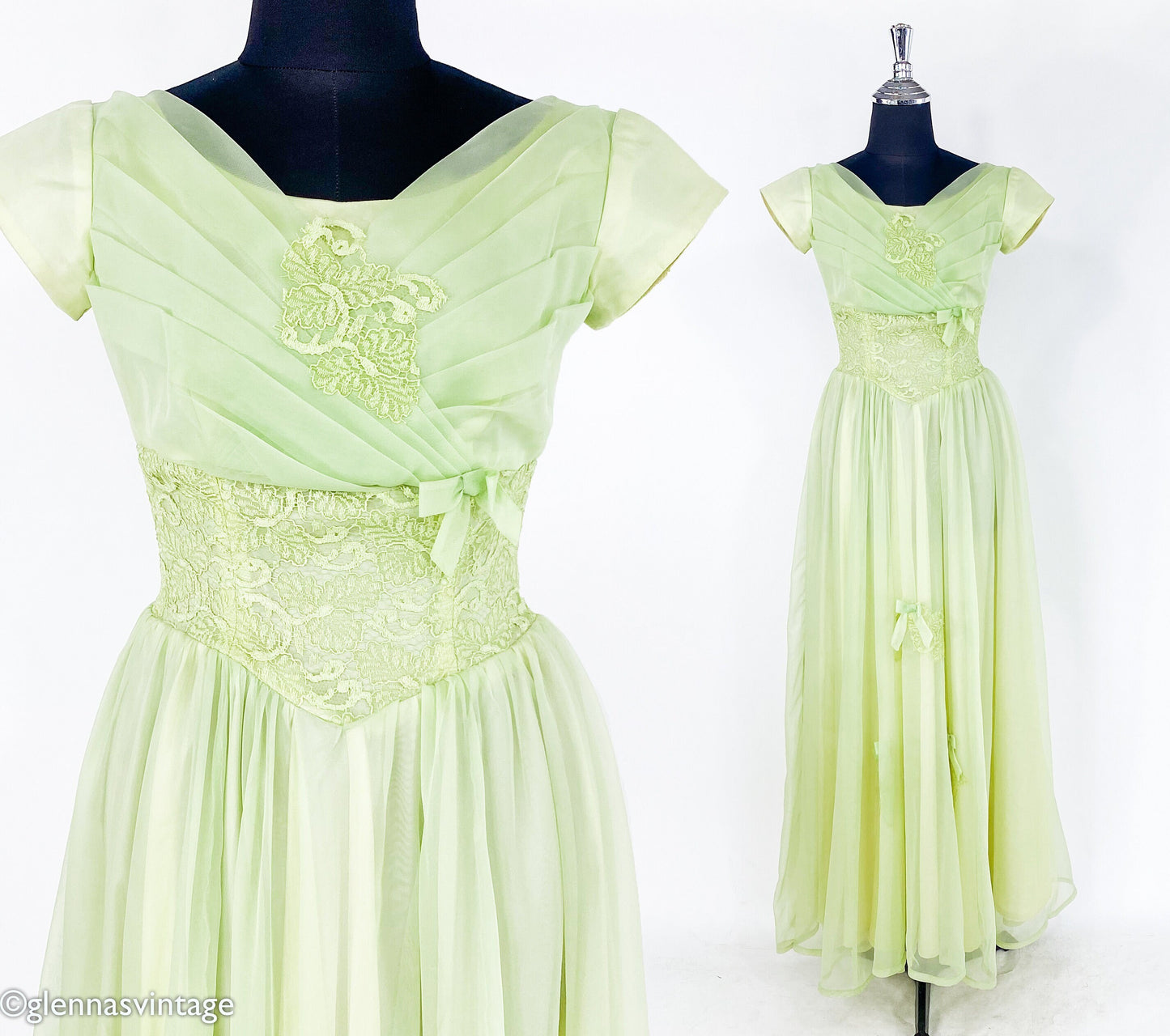 1950s Lime Green Evening Dress, Small