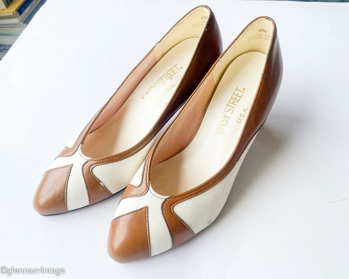 1960s Brown & White Pumps | Brown White Heels, US 6.5W