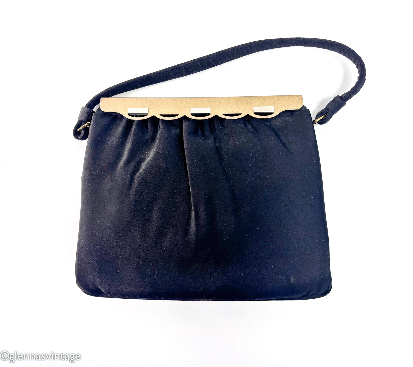 1950s Black Satin Evening Bag