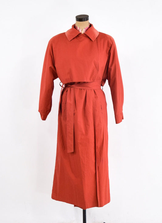 1980s Orange Trench Coat | 80s Orange Trench Coat | Sanyo Carlo Cohen | Large