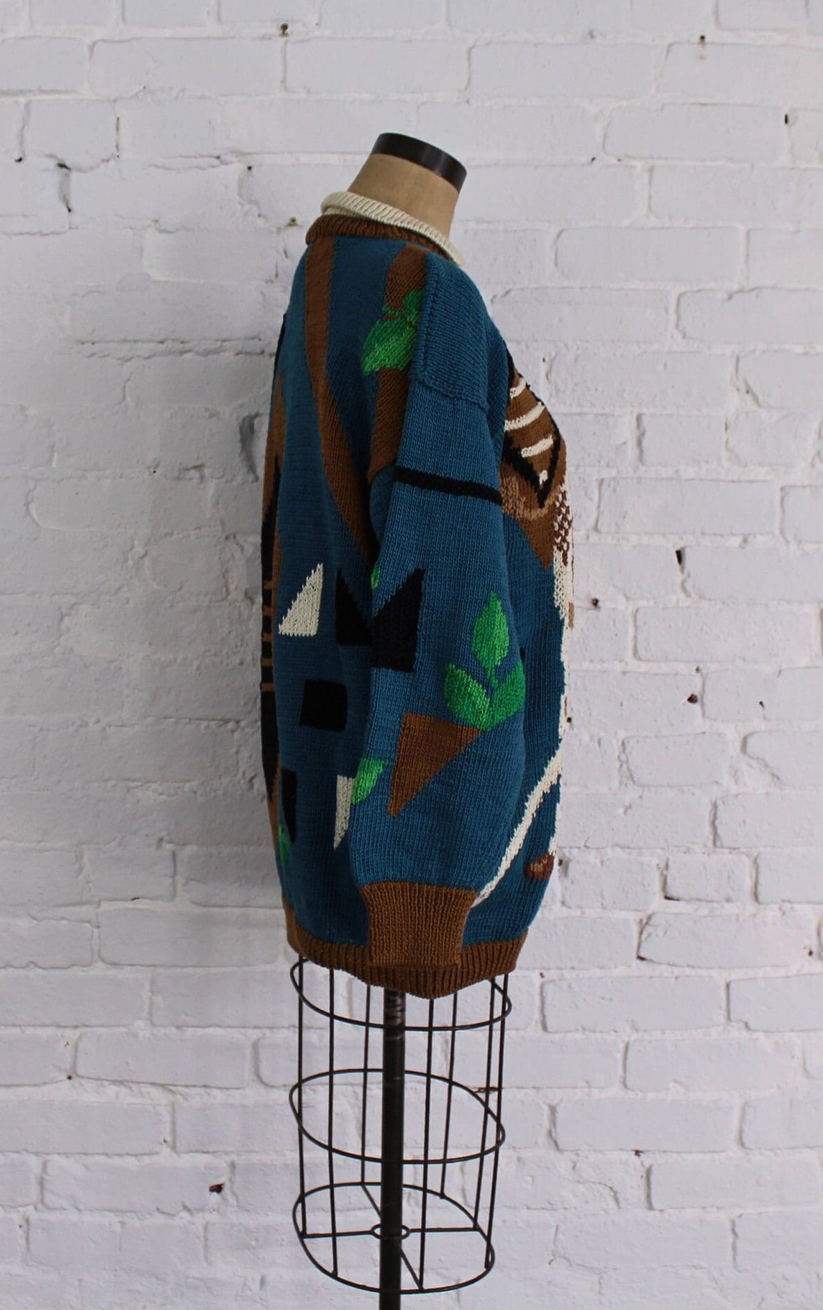 1980s BEREK Giraffe Knit Sweater, Large