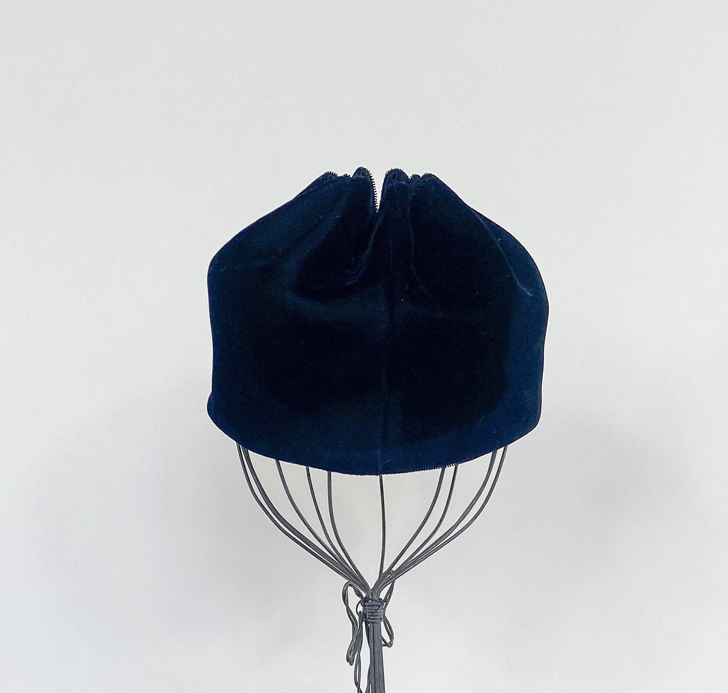 1960s Black Velvet High Crown Hat