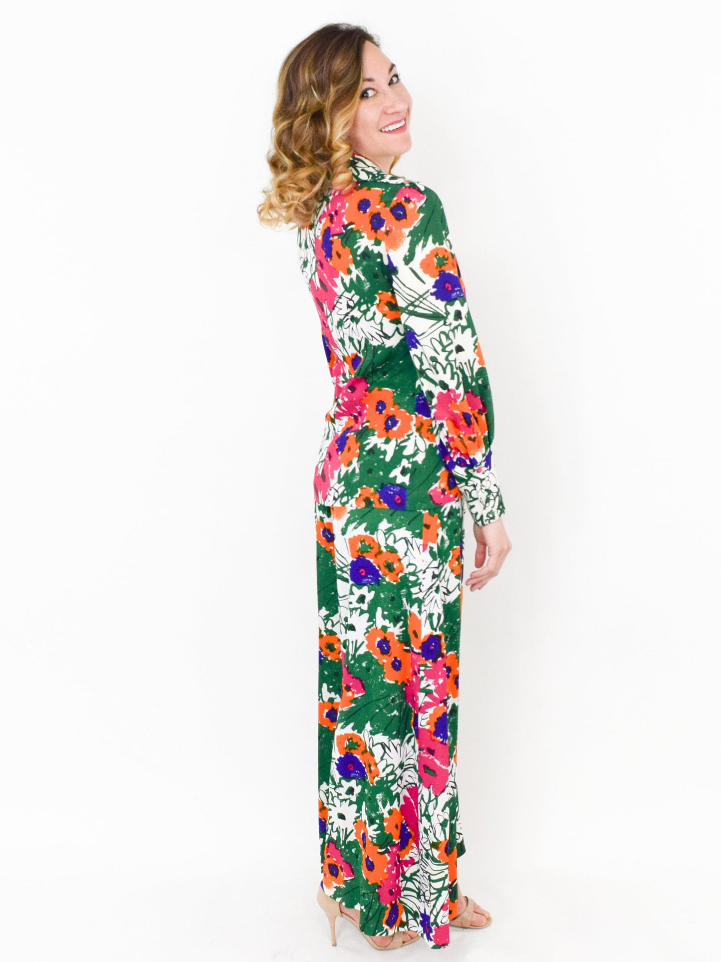 VERA Floral Palazzo Pants & Blouse Set, Medium