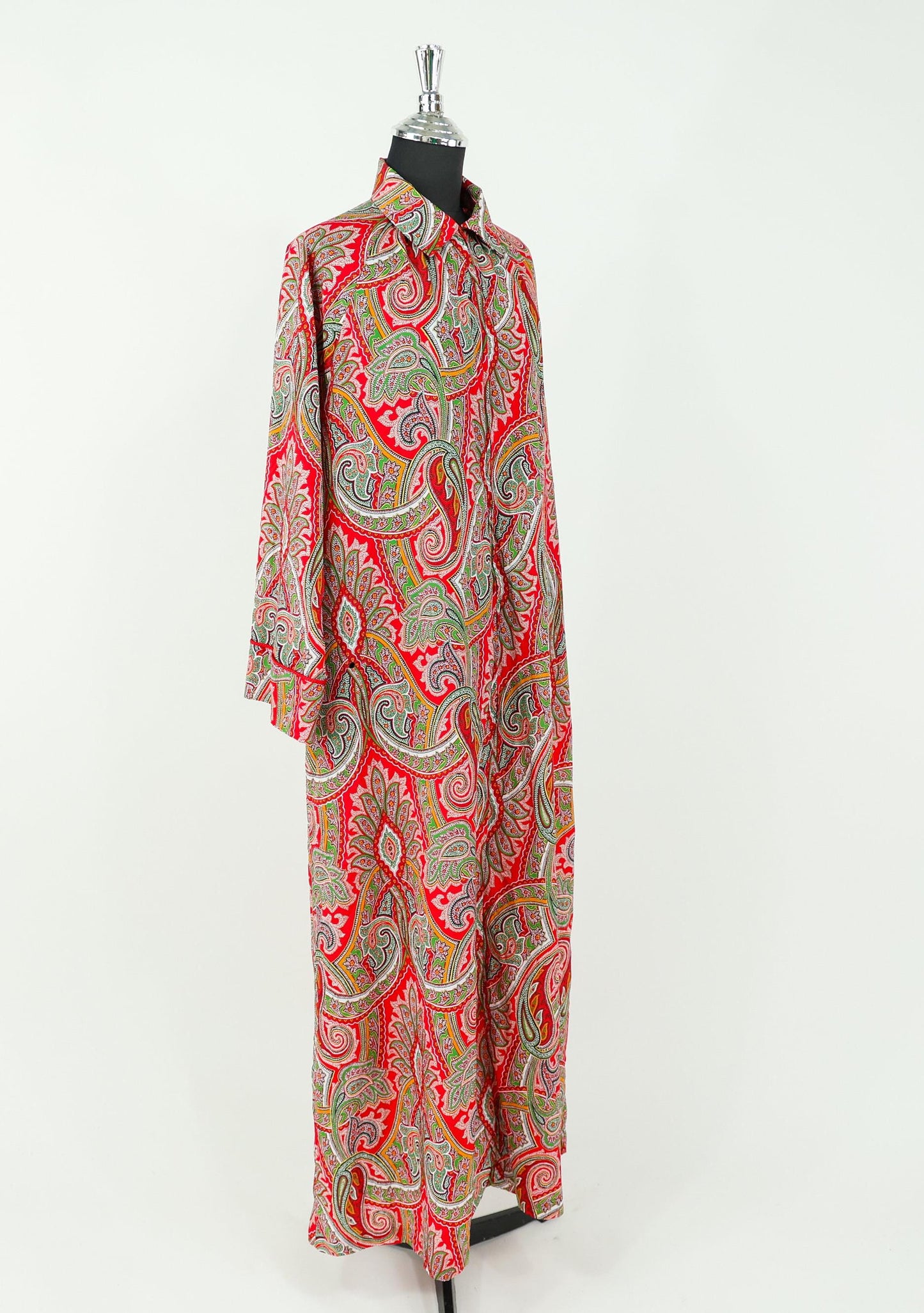 1980s Red Paisley Caftan, Mary McFadden, Extra Large