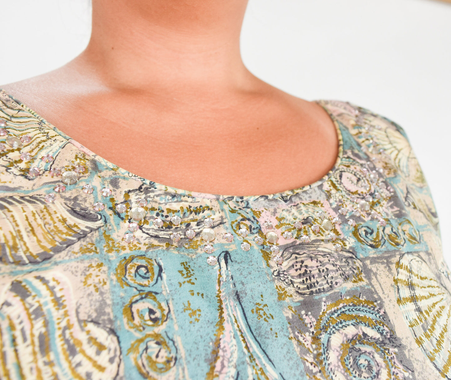 1950s Seashell Tiki Print Summer Dress, Large