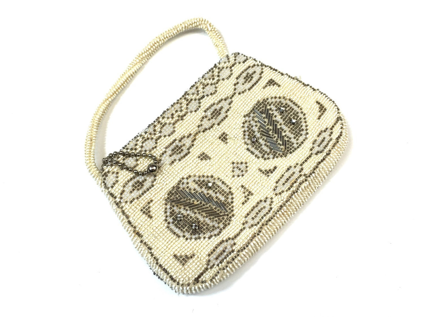 1930s Creme Beaded Purse | Art Deco Beaded Clutch | Czechoslovakia