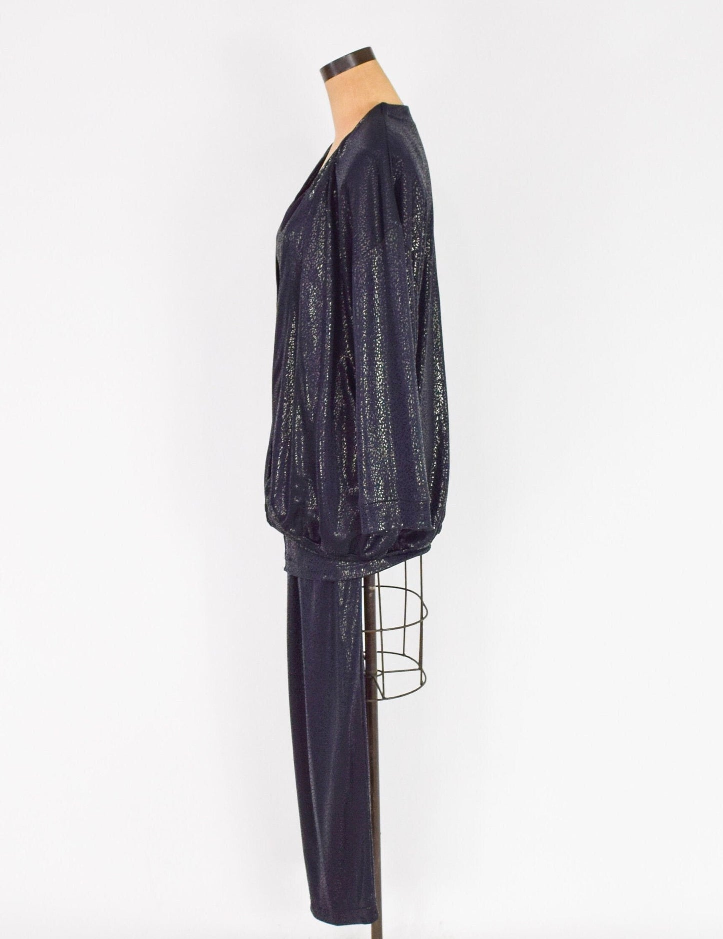 1980s Black Swimsuit Set, Jacket Slacks & Bathing Suit, Large