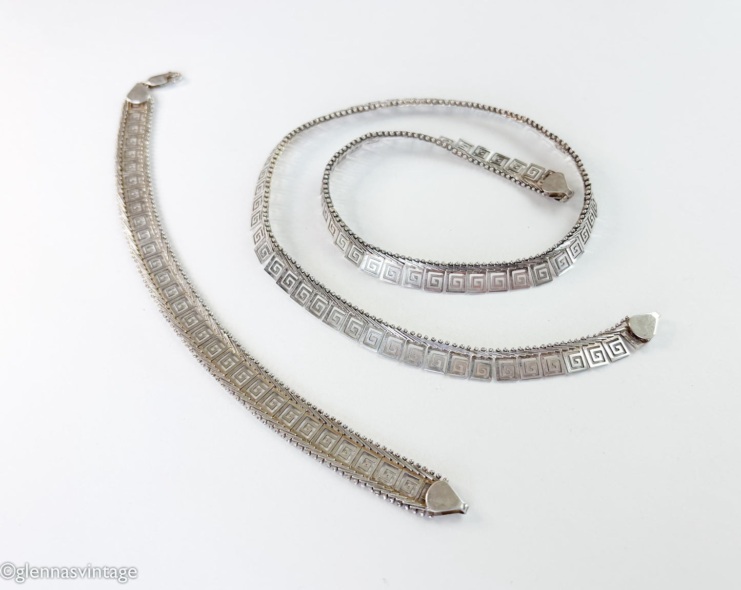 Greek Key Sterling Silver Necklace & Bracelet JewelrySet | Meander Jewelry