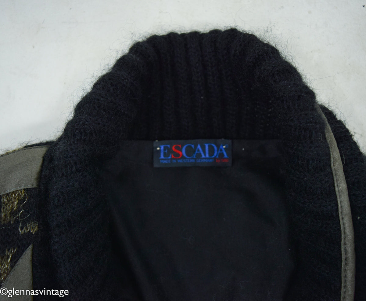 ESCADA 1980s Black Wool Sweater Jacket , Large