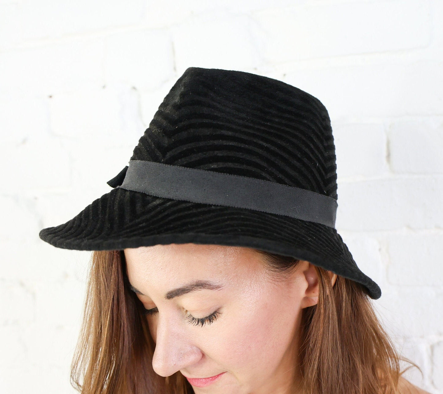 1960s Black Velvet Bucket Hat
