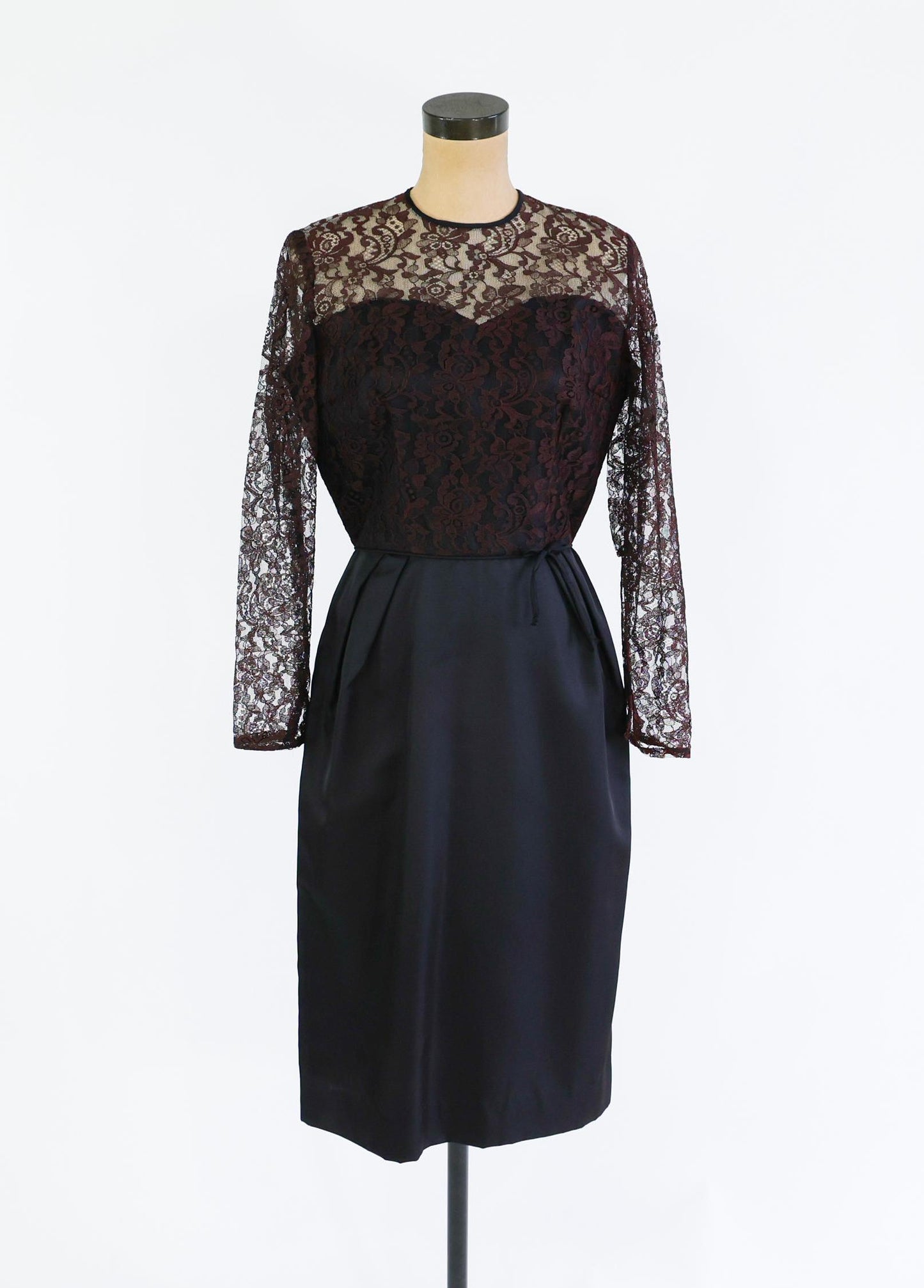1950s Black Lace Cocktail Party Dress, Medium