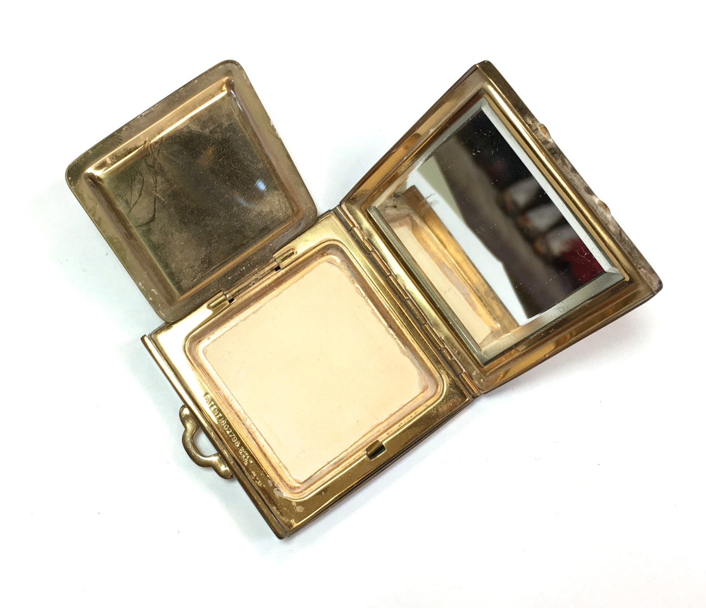 1940s Rhinestone Covered Compact | 40s Gold & Rhinestone Square Compact