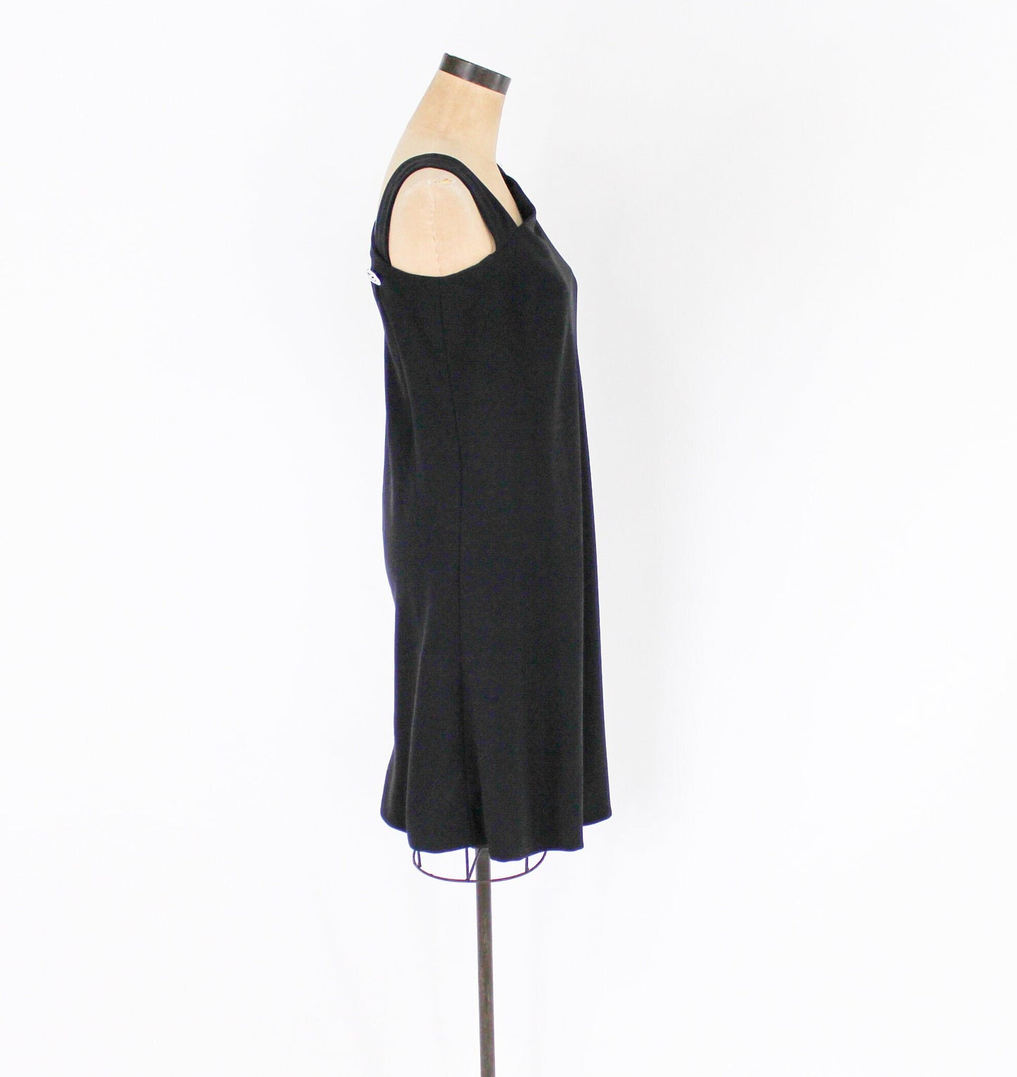 1960s Black Silk Cocktail Dress | 60s Black Sleeveless Dress | Jackie O | Larry Aldrich | Medium