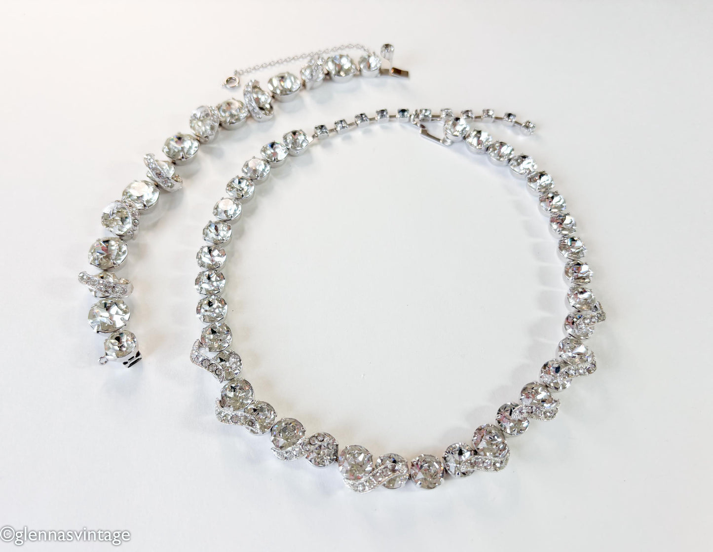 1950s Eisenberg Pavé Rhinestone Necklace & Bracelet Set