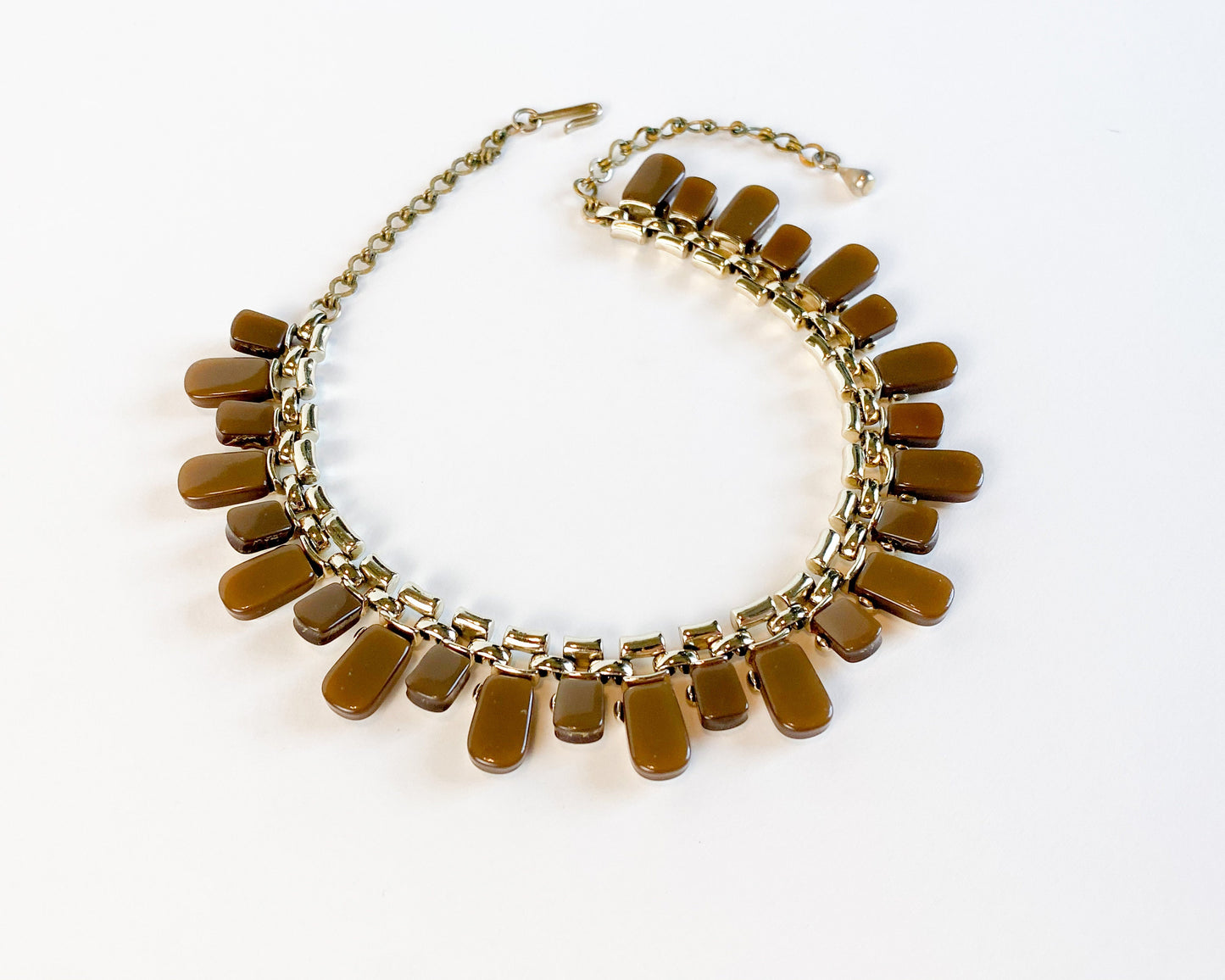 1960s Brown Lucite Necklace |  Plastic Choker