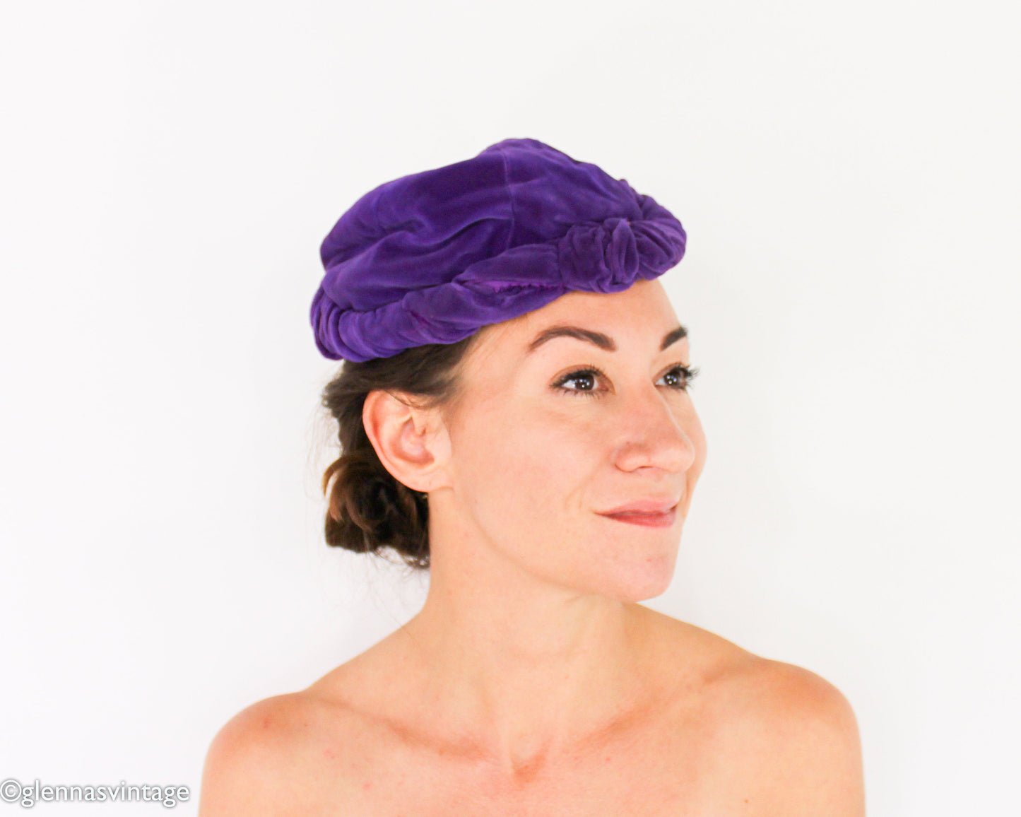 1920s Purple Silk Velvet Beret