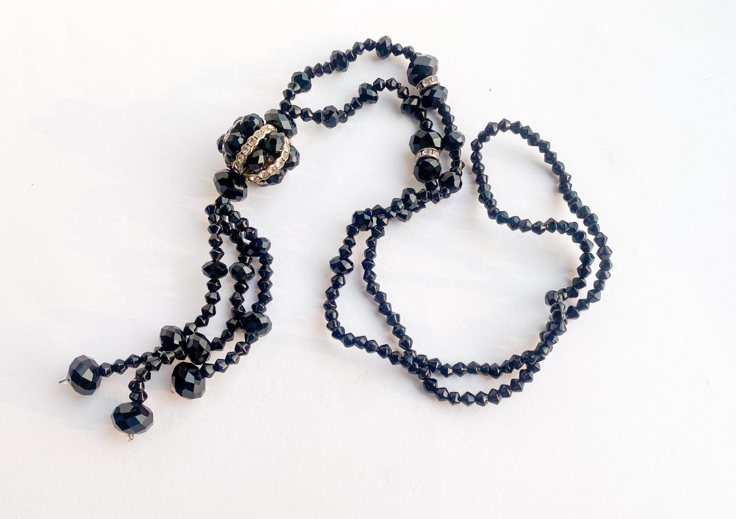 1960s Black Glass  Pendant Necklace | 60s