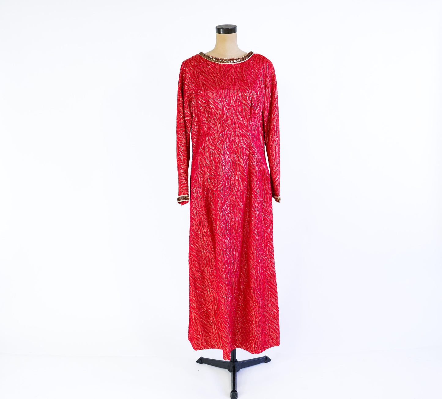 1970s Metallic Red Evening Dress Set, Extra Large